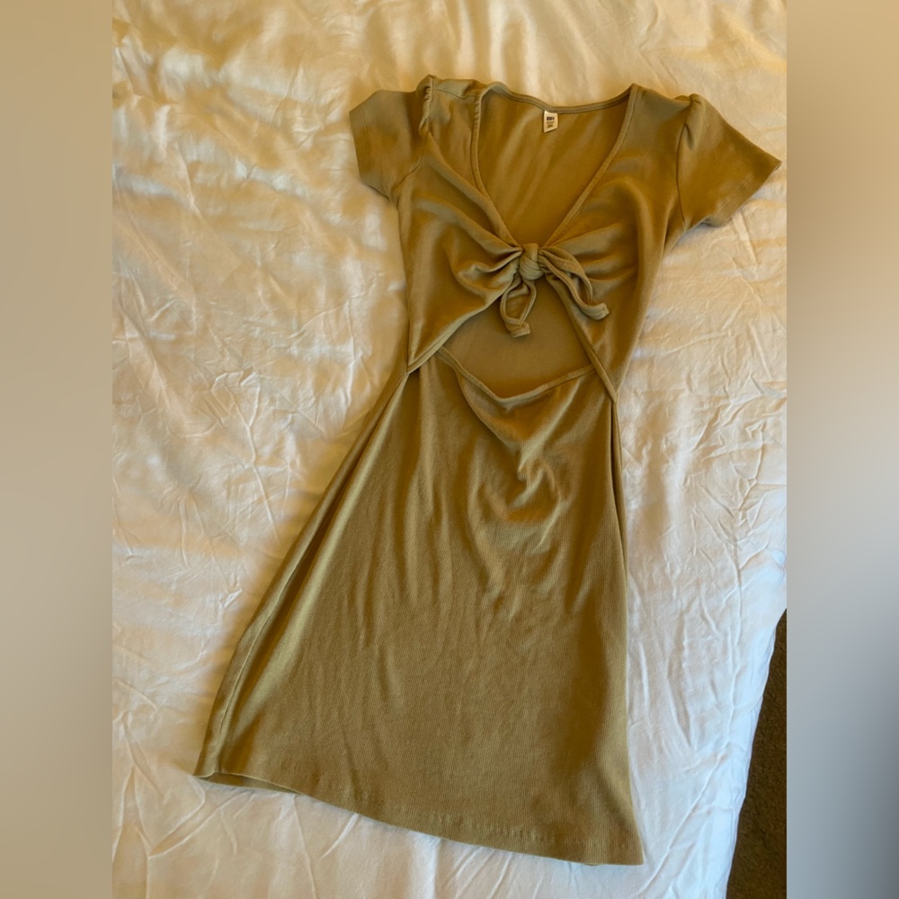 Camel color cutout dress